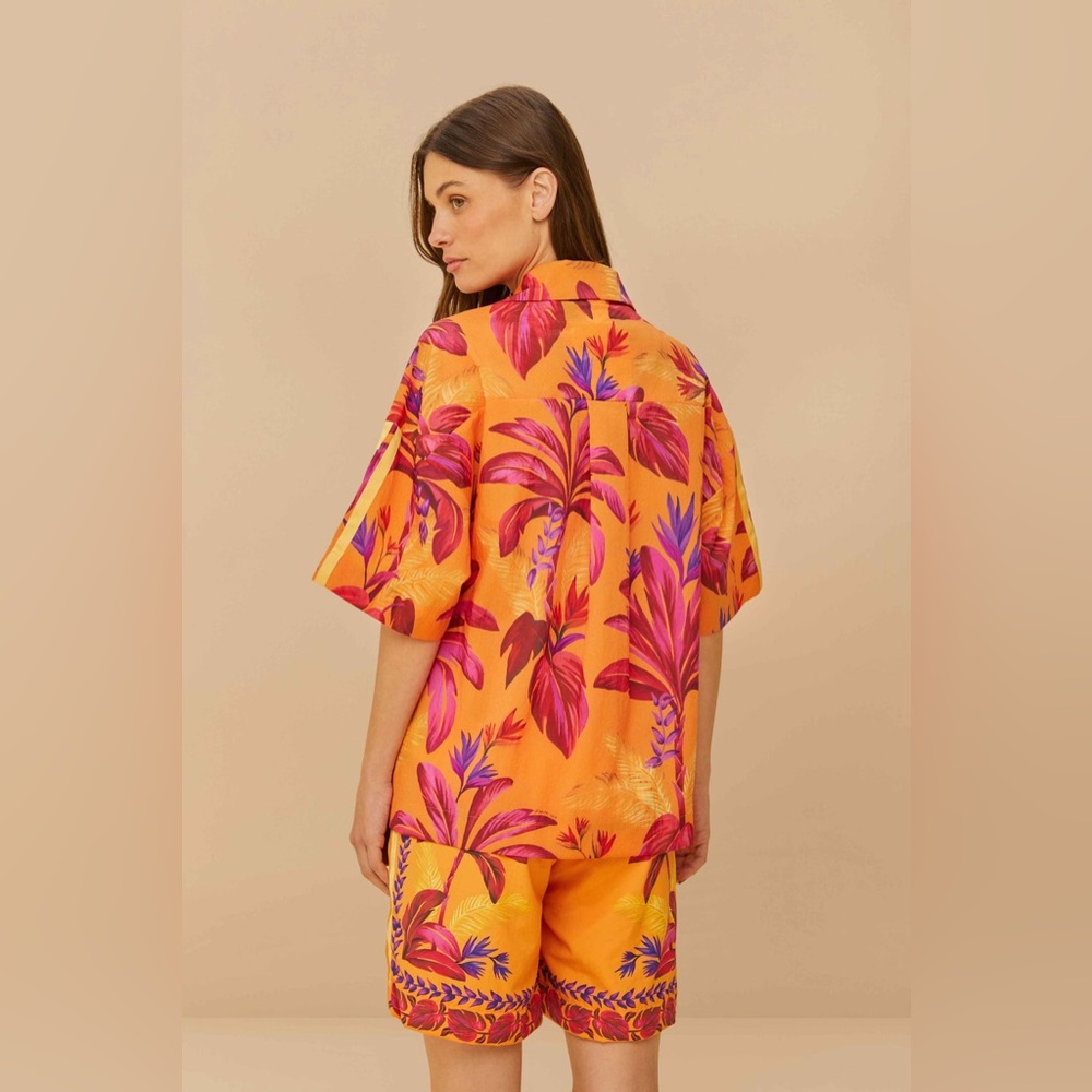 Farm Rio x Adidas Unisex/women’s Orange Floral Shirt size S - Picture 3 of 8